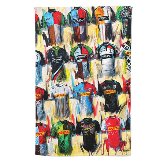 Harlequins Shirts - A Quin's Collection Tea Towel - Terry Kneeshaw Art