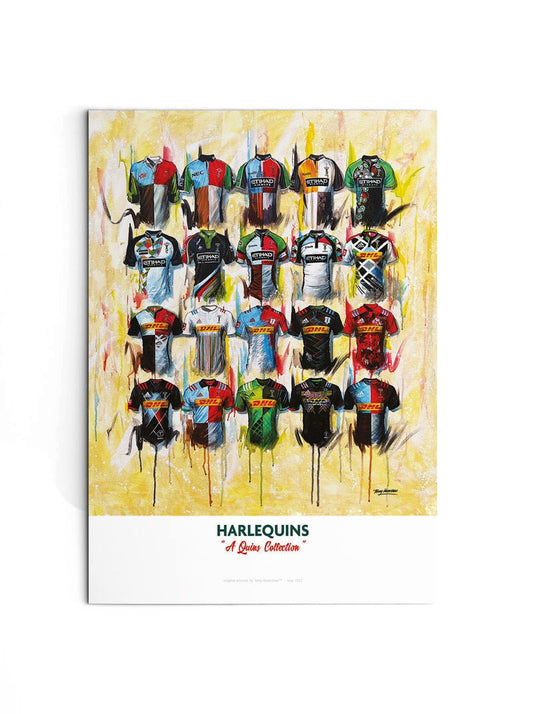 Harlequins Shirts - A2 Signed Limited Edition Personalised Prints - Terry Kneeshaw Art