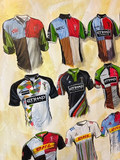 Harlequins Shirts - A2 Signed Limited Edition Prints - Terry Kneeshaw Art