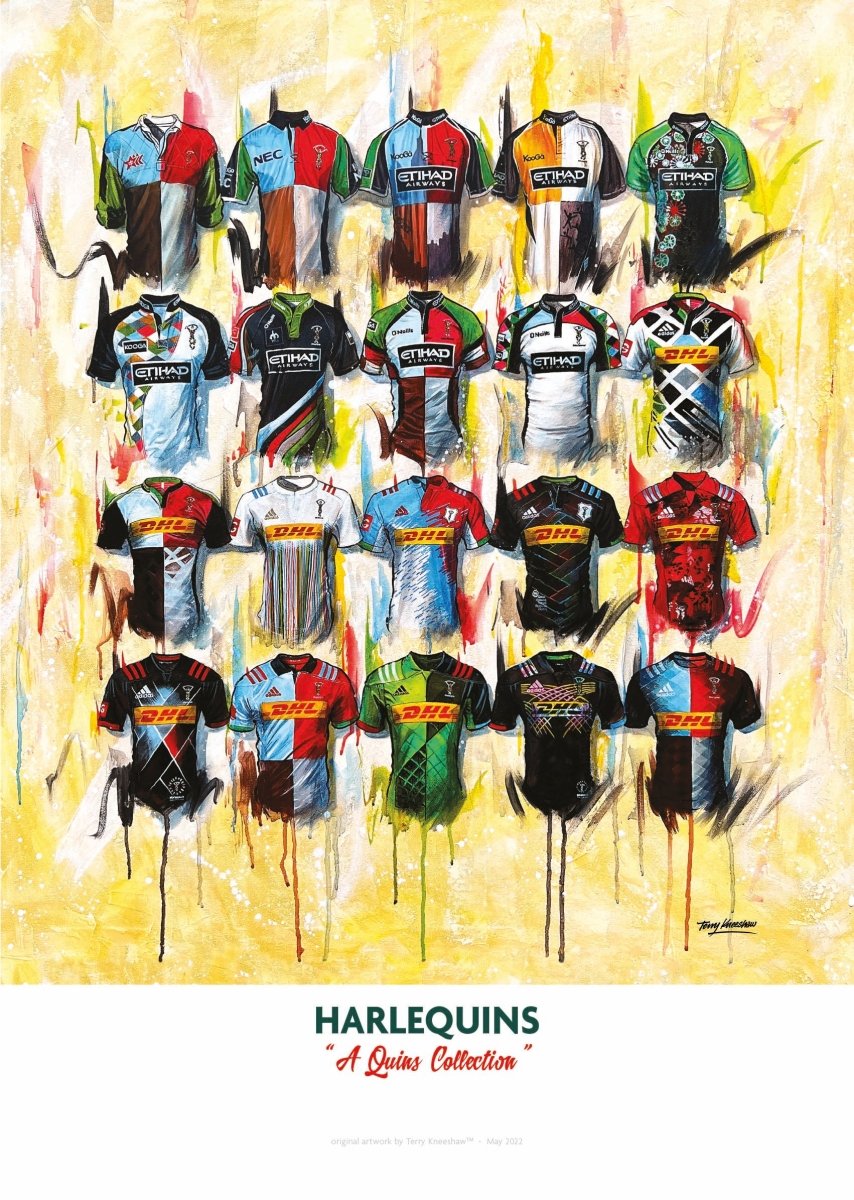 Harlequins Shirts - A2 Signed Limited Edition Prints - Terry Kneeshaw Art