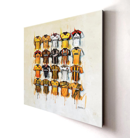 Hull City FC Shirts 20x20 Canvas - Terry Kneeshaw Art