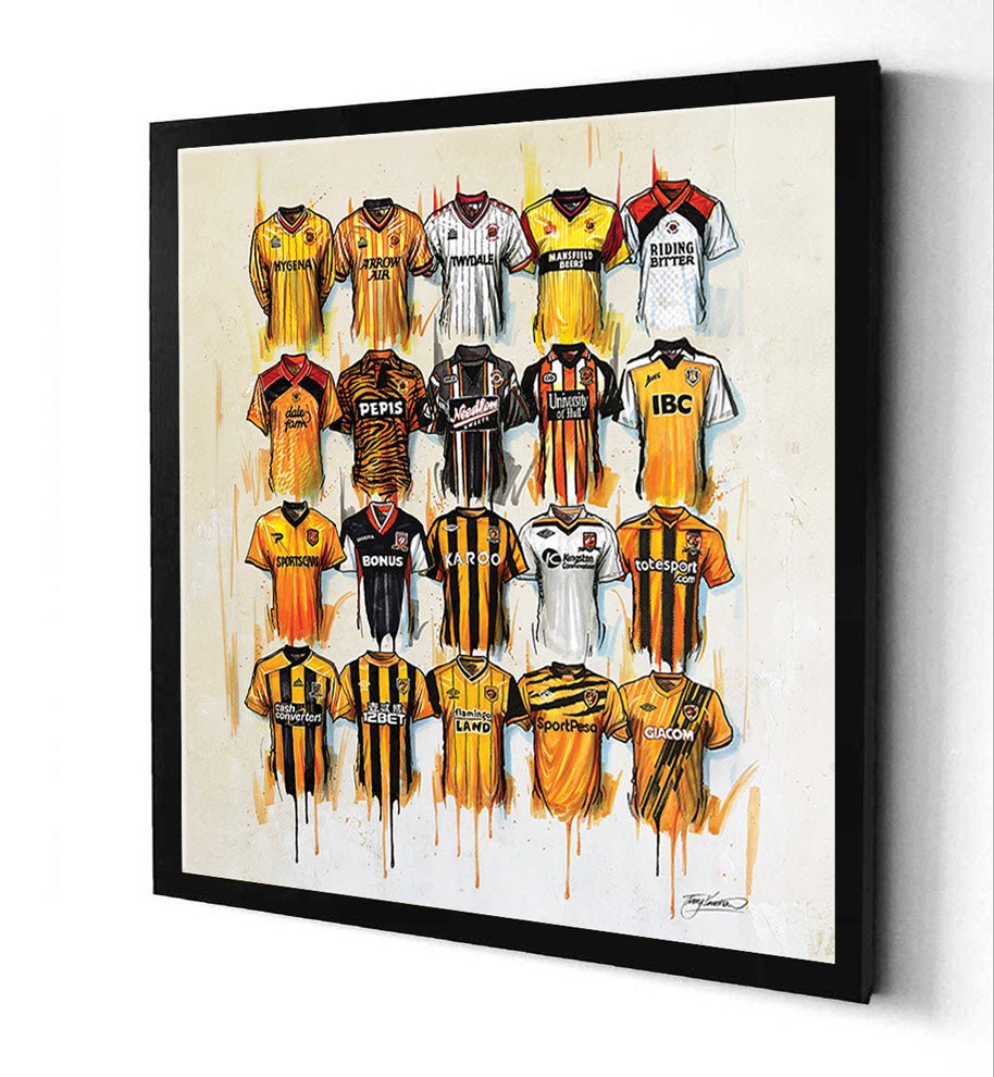 Hull City FC Shirts 20x20 Canvas - Terry Kneeshaw Art