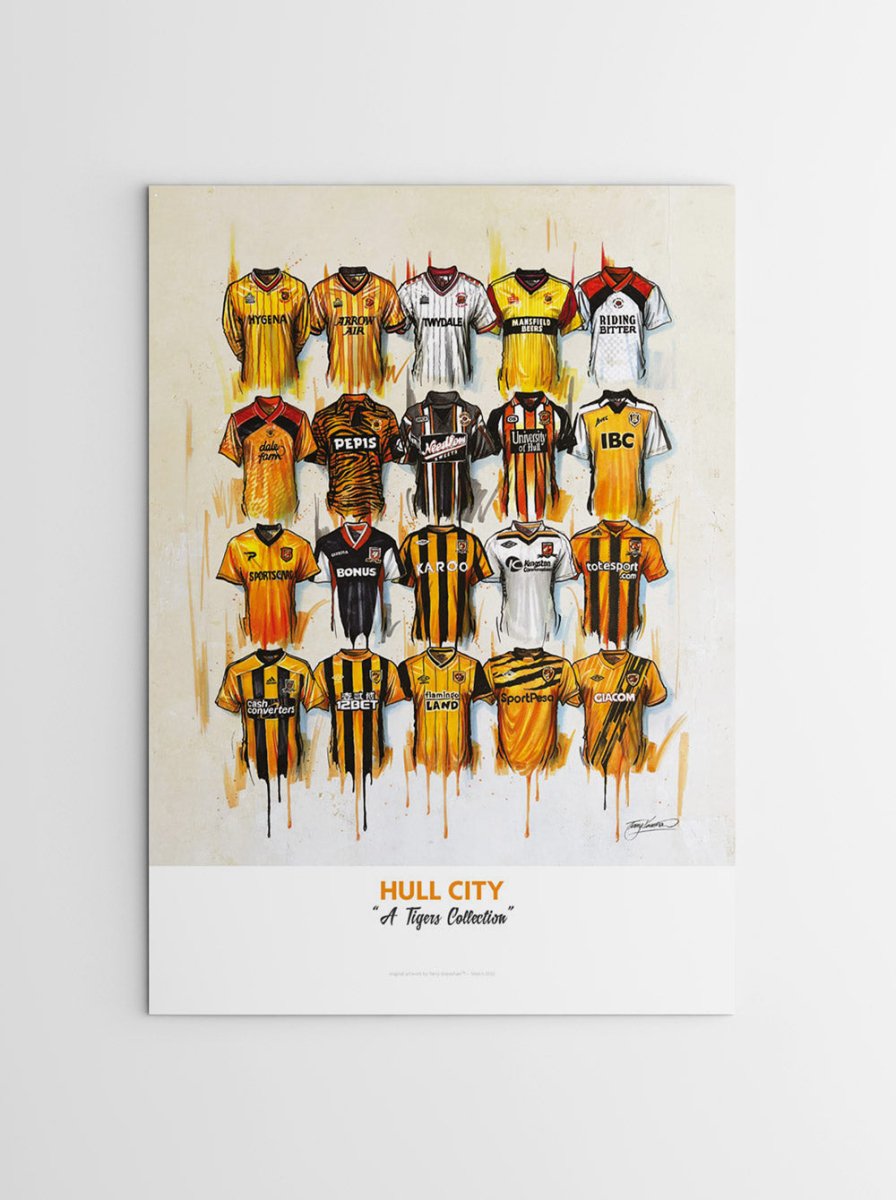 Hull City FC Shirts - A2 Signed Limited Edition Personalised Prints - Terry Kneeshaw Art