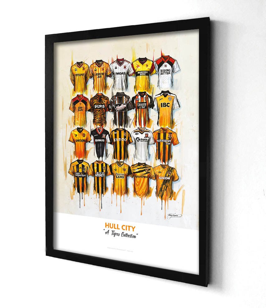 Hull City FC Shirts - A2 Signed Limited Edition Personalised Prints - Terry Kneeshaw Art