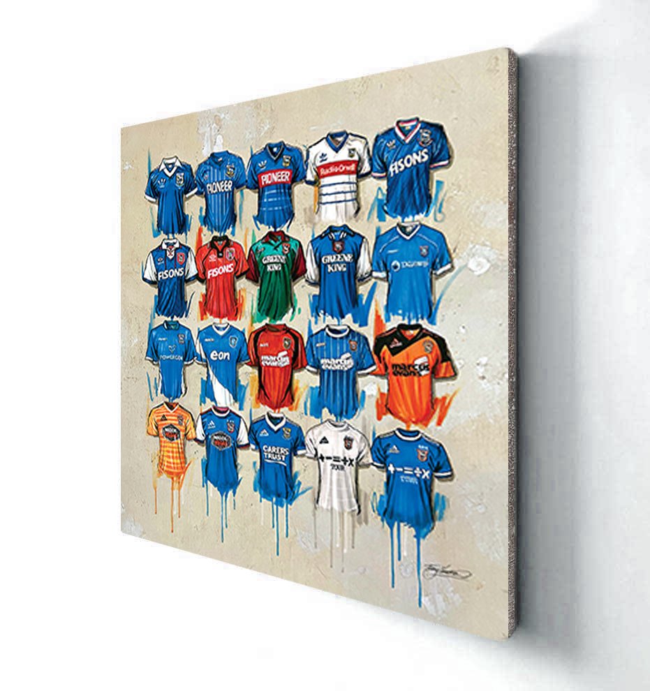 Ipswich Town FC Shirts 20x20 Canvas - Terry Kneeshaw Art