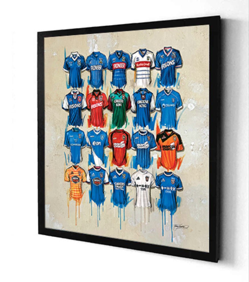 Ipswich Town FC Shirts 20x20 Canvas - Terry Kneeshaw Art