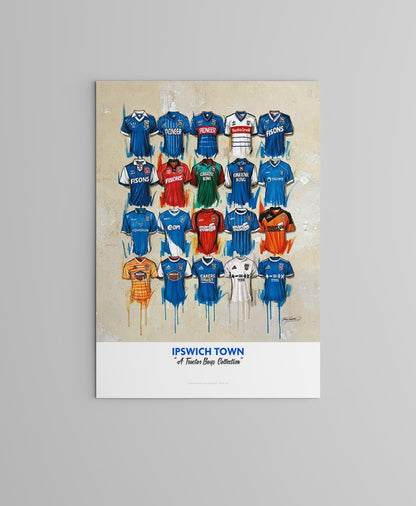 Ipswich Town FC Shirts - A2 Limited Edition Personalised Prints - Terry Kneeshaw Art