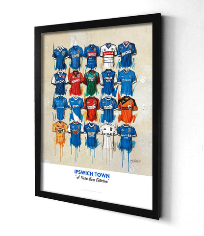 Ipswich Town FC Shirts - A2 Limited Edition Personalised Prints - Terry Kneeshaw Art