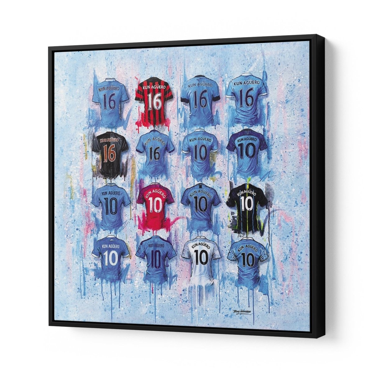 Kun Agüero Shirts 20x20 Canvas (Sale) - Terry Kneeshaw Art