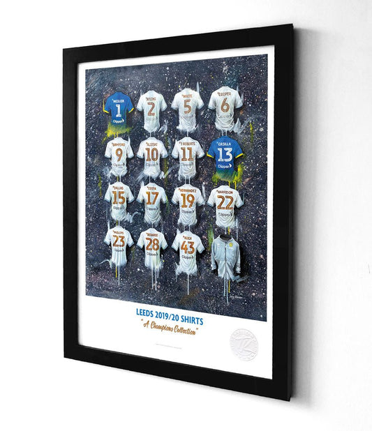 Leeds United 19/20 Champions Shirts A3 - Terry Kneeshaw Art