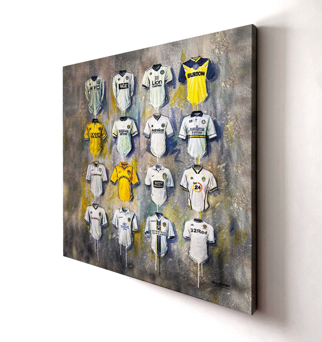 Leeds United FC Shirts 20x20 Canvas - Terry Kneeshaw Art