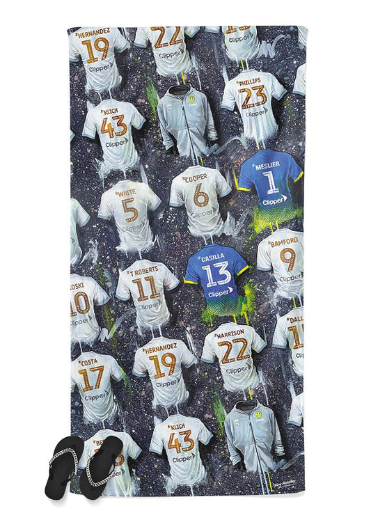 Leeds United Shirts - A Champions Collection Beach Towel - Terry Kneeshaw Art