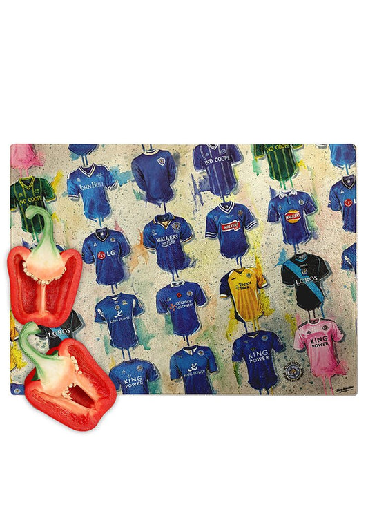 Leicester City FC Shirts - A Foxes Collection Chopping Board - Terry Kneeshaw Art