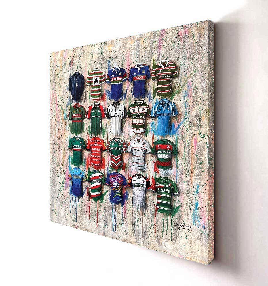 Leicester Tigers Shirts 20x20 Canvas - Terry Kneeshaw Art