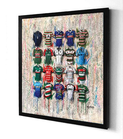 Leicester Tigers Shirts 20x20 Canvas - Terry Kneeshaw Art