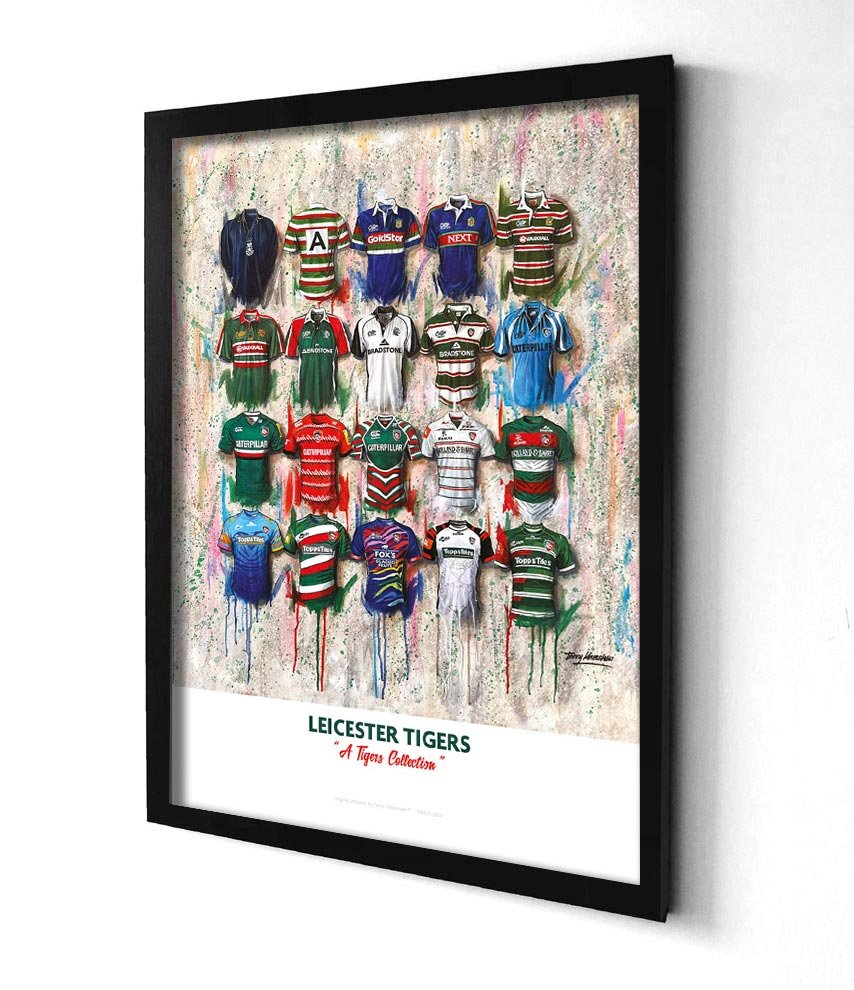 Leicester Tigers Shirts - A2 Signed Limited Edition Personalised Prints - Terry Kneeshaw Art