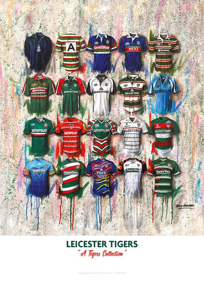 Leicester Tigers Shirts - A2 Signed Limited Edition Personalised Prints - Terry Kneeshaw Art