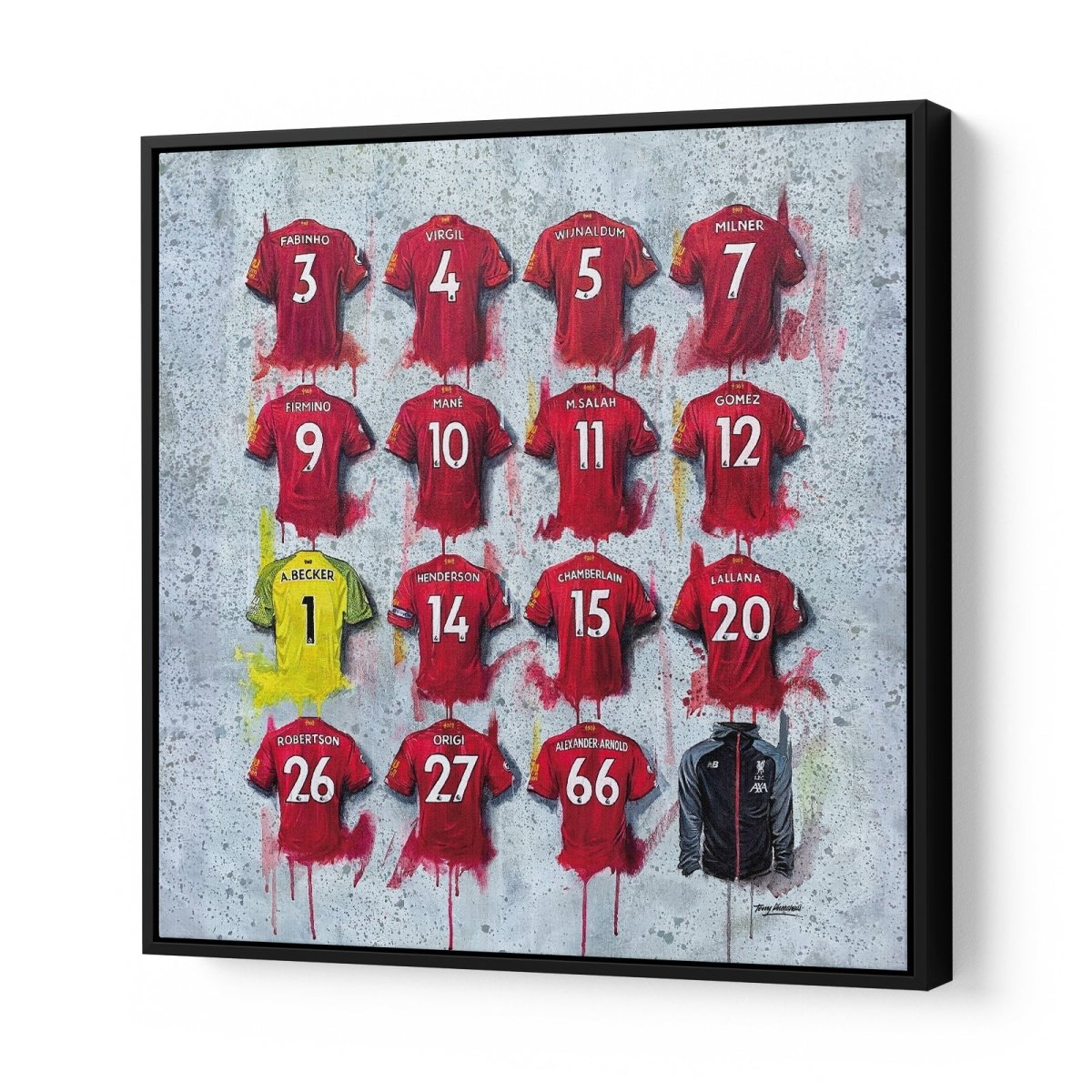 Liverpool FC 19/20 Champions Shirts 30x30 Canvas - Terry Kneeshaw Art