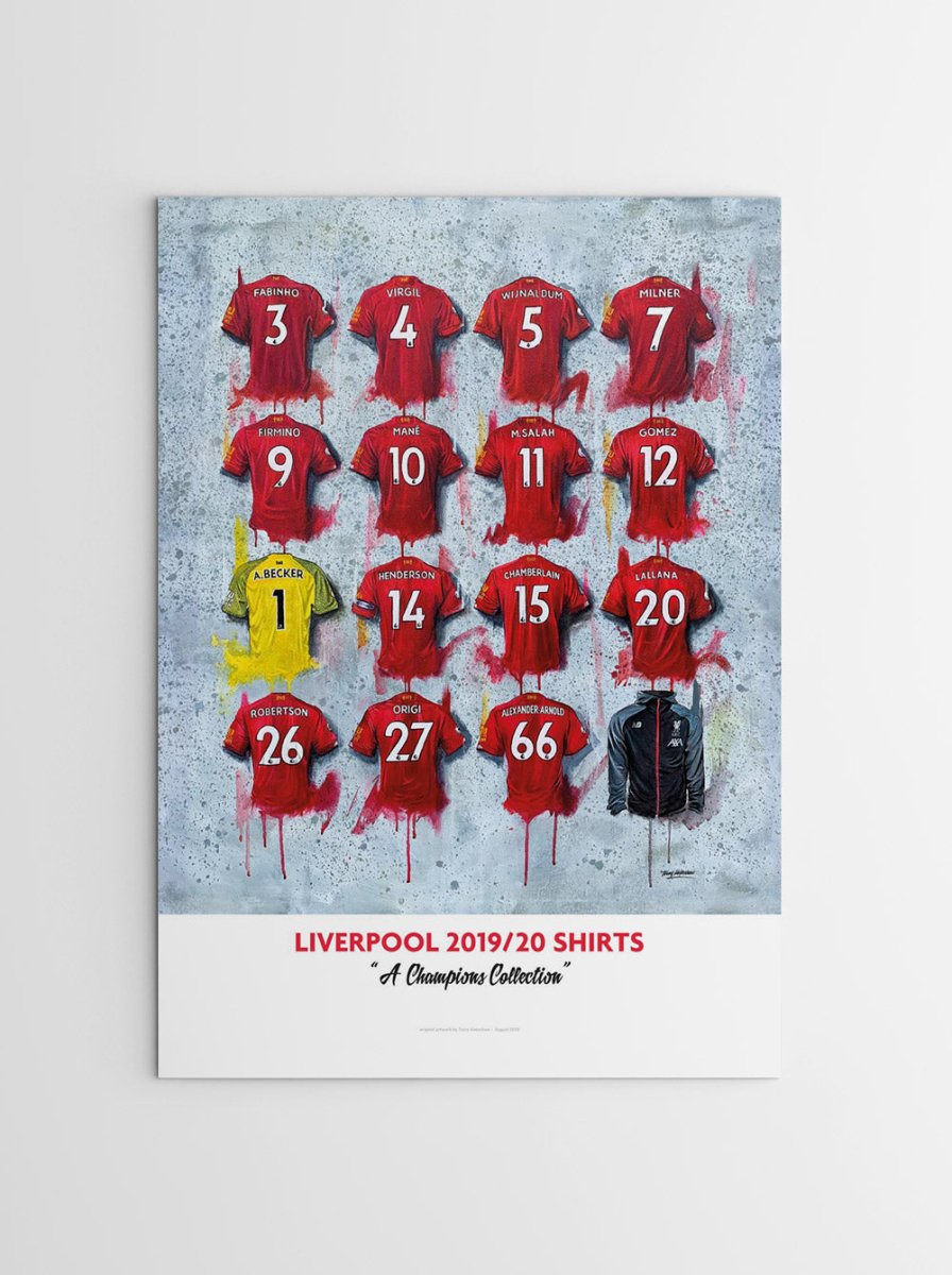 Liverpool FC 20/21 Champions Shirts - A2 Signed Limited Edition Personalised Prints - Terry Kneeshaw Art