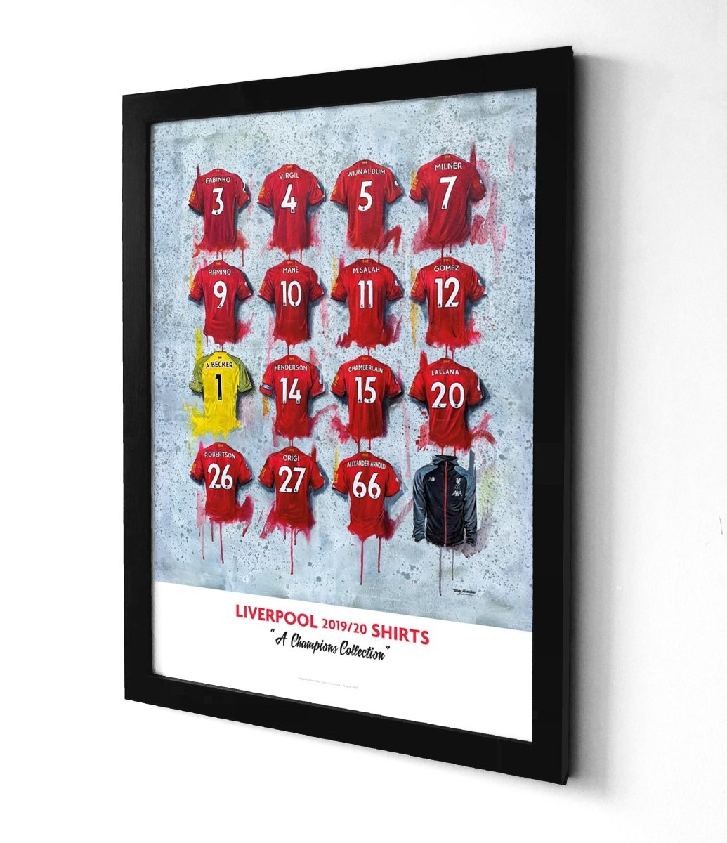 Liverpool FC 20/21 Champions Shirts - A2 Signed Limited Edition Personalised Prints - Terry Kneeshaw Art