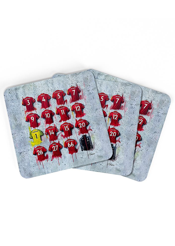 Liverpool FC Shirts - A Champions Collection Coasters - Terry Kneeshaw Art