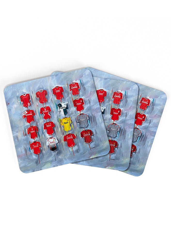 Liverpool FC Shirts - You'll Never Walk Alone Coasters - Terry Kneeshaw Art