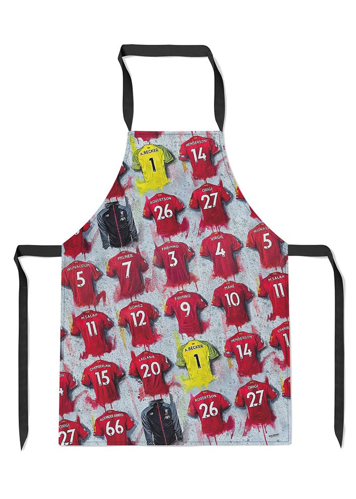 Liverpool Shirts - A Champions Collection Apron - Terry Kneeshaw Art