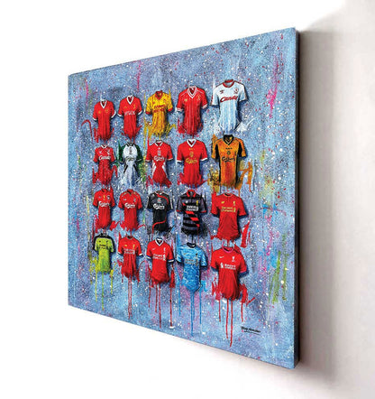 Liverpool Shirts Anfield 20x20 Canvas - Terry Kneeshaw Art