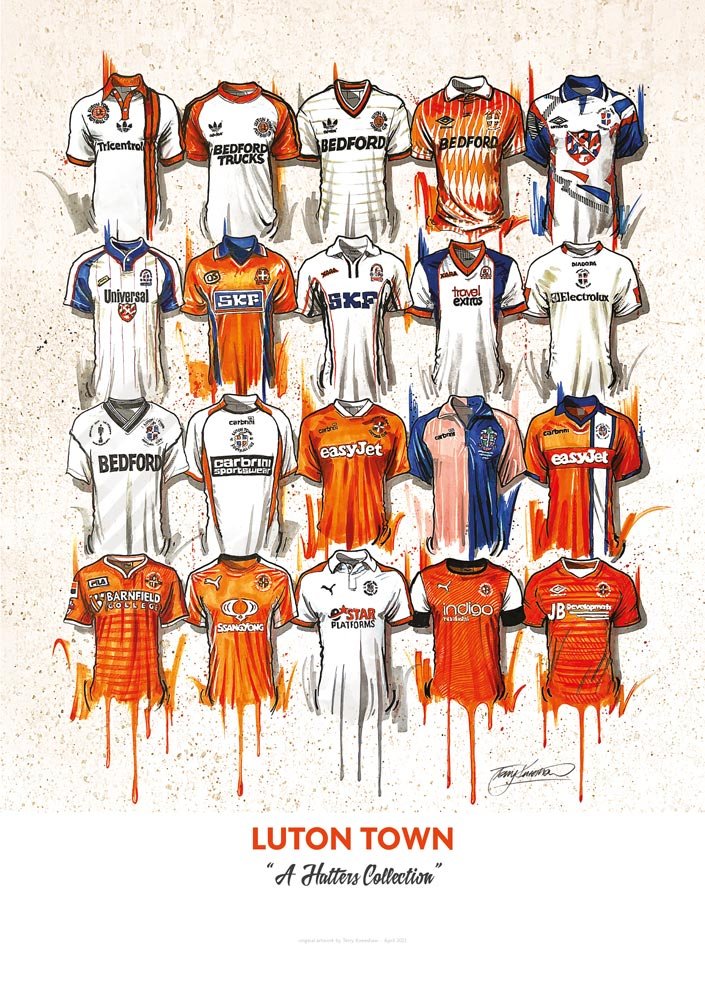 Luton Town FC - A2 Signed Limited Edition Personalised Prints - Terry Kneeshaw Art