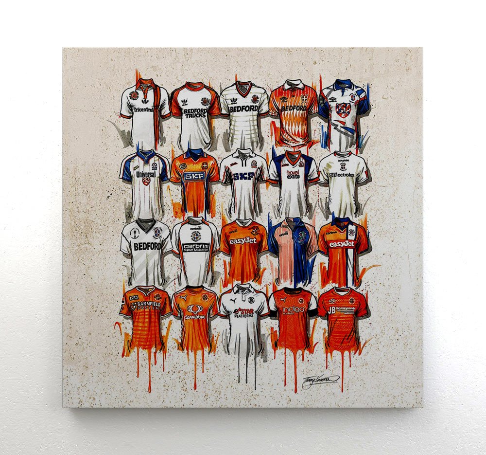 Luton Town FC Shirts 20x20 Canvas - Terry Kneeshaw Art