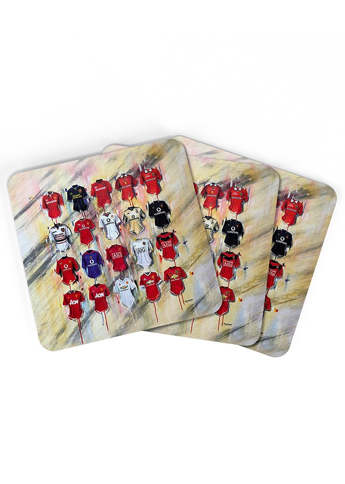 Man United FC Shirts - A Red Devils Collection Coasters - Terry Kneeshaw Art