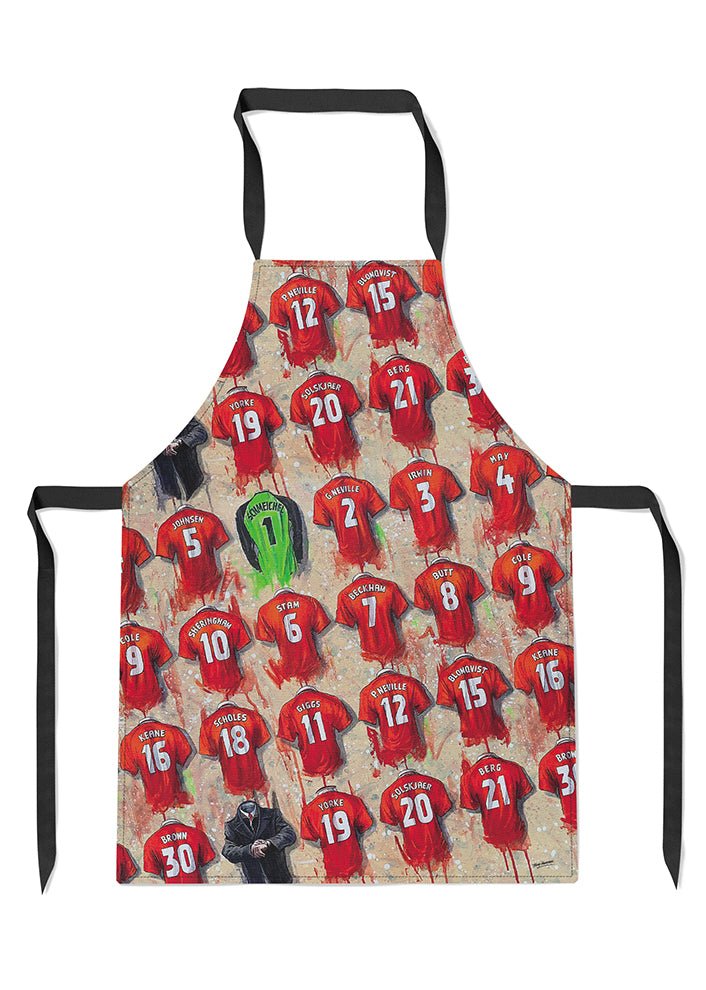 Man United Shirts - A Treble Winners Collection Apron - Terry Kneeshaw Art