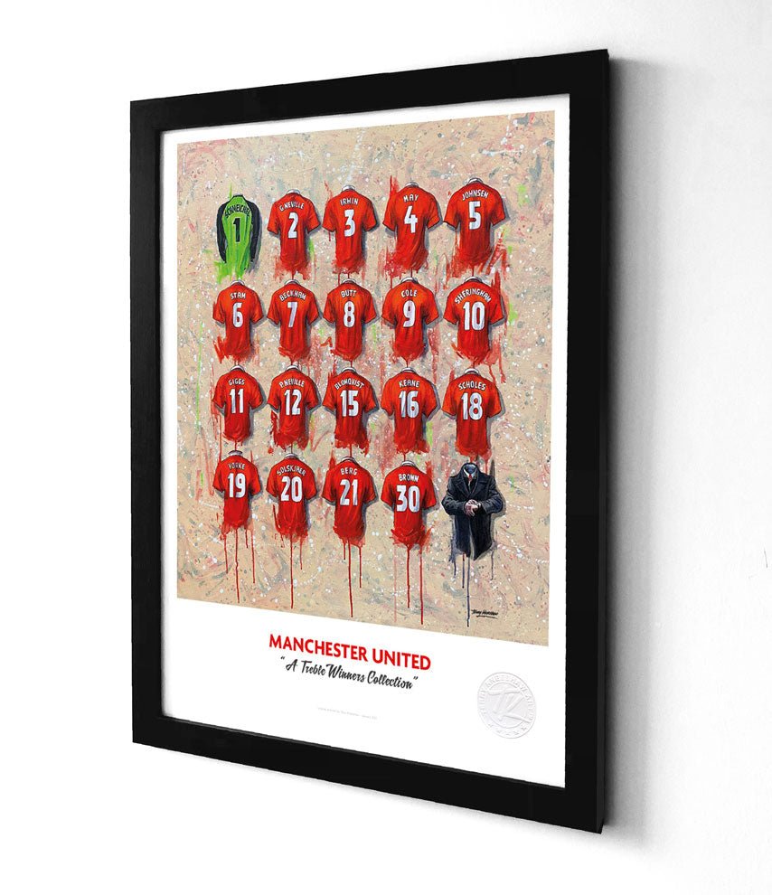 Man United Shirts Treble A3 - Terry Kneeshaw Art