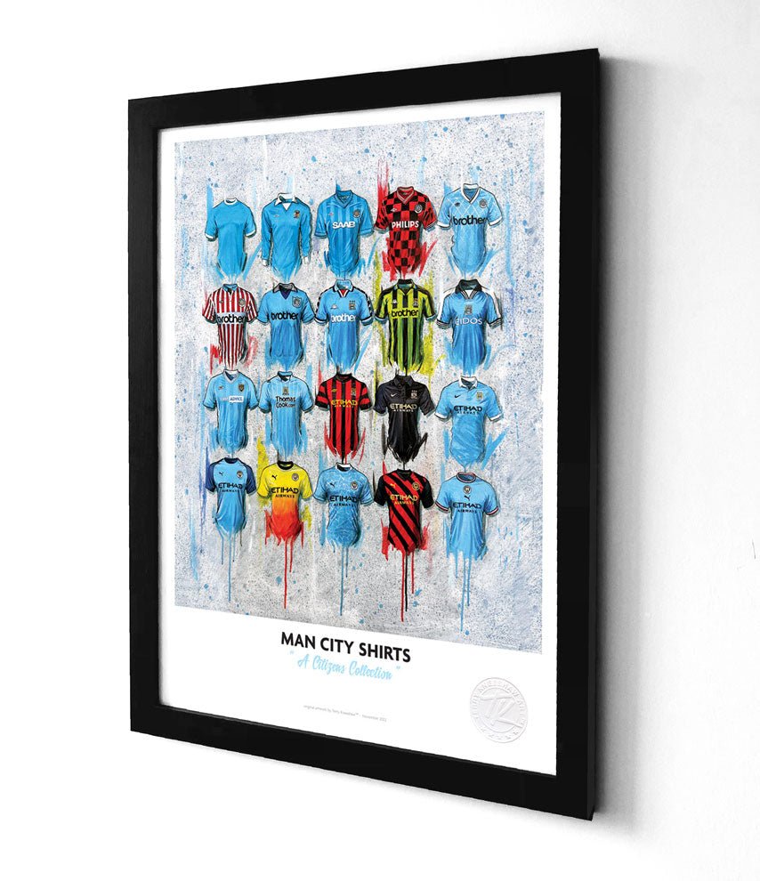 Manchester City FC 2022 Shirts A3 - Terry Kneeshaw Art