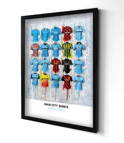 Manchester City FC 2022 Shirts Signed Limited Edition A2 Personalised Prints - Terry Kneeshaw Art