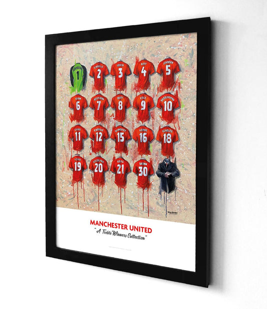 Manchester United FC Treble Winners - A2 signed Limited Edition Personalised Prints - Terry Kneeshaw Art