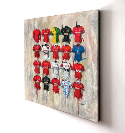 Manchester United Shirts 2022 20x20 Canvas - Terry Kneeshaw Art