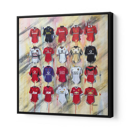 Manchester United Shirts Red Devils 20x20 Canvas - Terry Kneeshaw Art