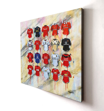 Manchester United Shirts Red Devils 20x20 Canvas - Terry Kneeshaw Art