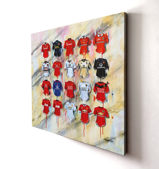 Manchester United Shirts Red Devils 20x20 Canvas - Terry Kneeshaw Art