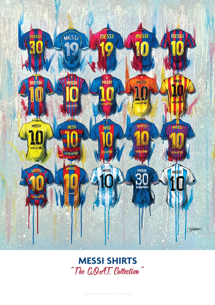 Messi - A Goat Collection A2 Signed Limited Edition Personalised Prints - Terry Kneeshaw Art