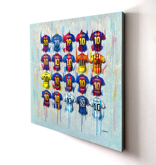 Messi - A Goat Collection Shirts 20x20 Canvas - Terry Kneeshaw Art