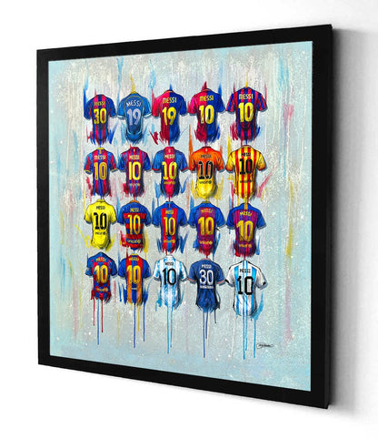 Messi Shirts - A G.O.A.T Collection 30x30 Canvas - Terry Kneeshaw Art