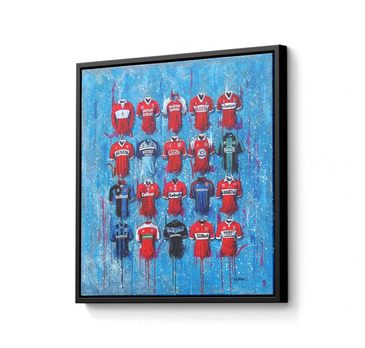 Middlesbrough FC Shirts 20x20 Canvas - Terry Kneeshaw Art