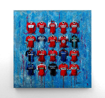 Middlesbrough FC Shirts 20x20 Canvas - Terry Kneeshaw Art