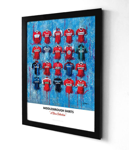 Middlesbrough FC Shirts - A2 Signed Limited Edition Personalised Prints - Terry Kneeshaw Art