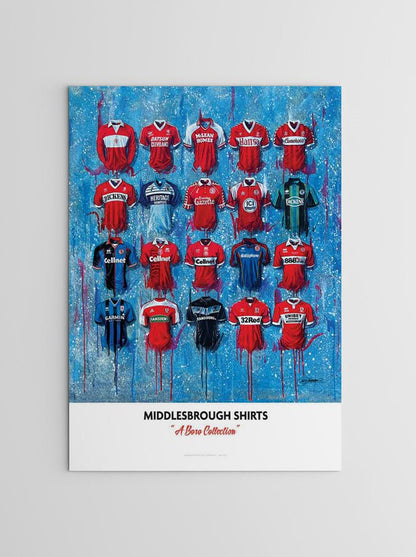 Middlesbrough FC Shirts - A2 Signed Limited Edition Personalised Prints - Terry Kneeshaw Art