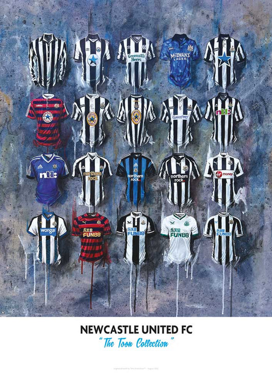 Newcastle Shirts - A2 Signed Limited Edition Personalised Prints - Terry Kneeshaw Art