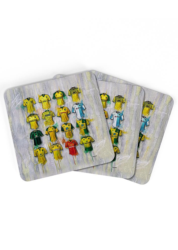 Norwich City FC Shirts - A Canaries Collection Coasters - Terry Kneeshaw Art