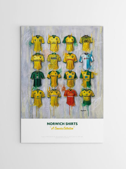 Norwich FC Shirts - A2 Signed Limited Edition Personalised Prints - Terry Kneeshaw Art